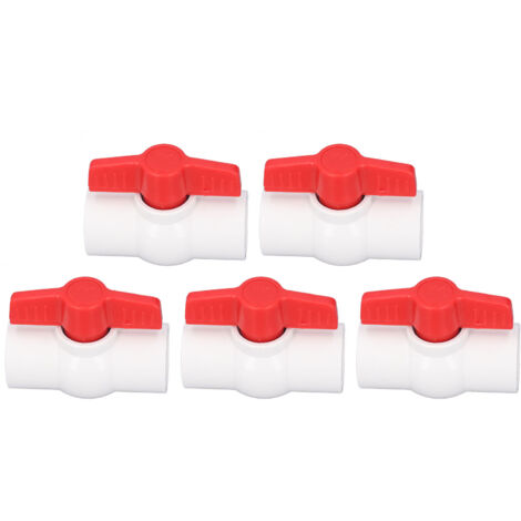 5 Pièces Robinet à Bille PVC avec Poignée Plate pour Piscine, 20mm
