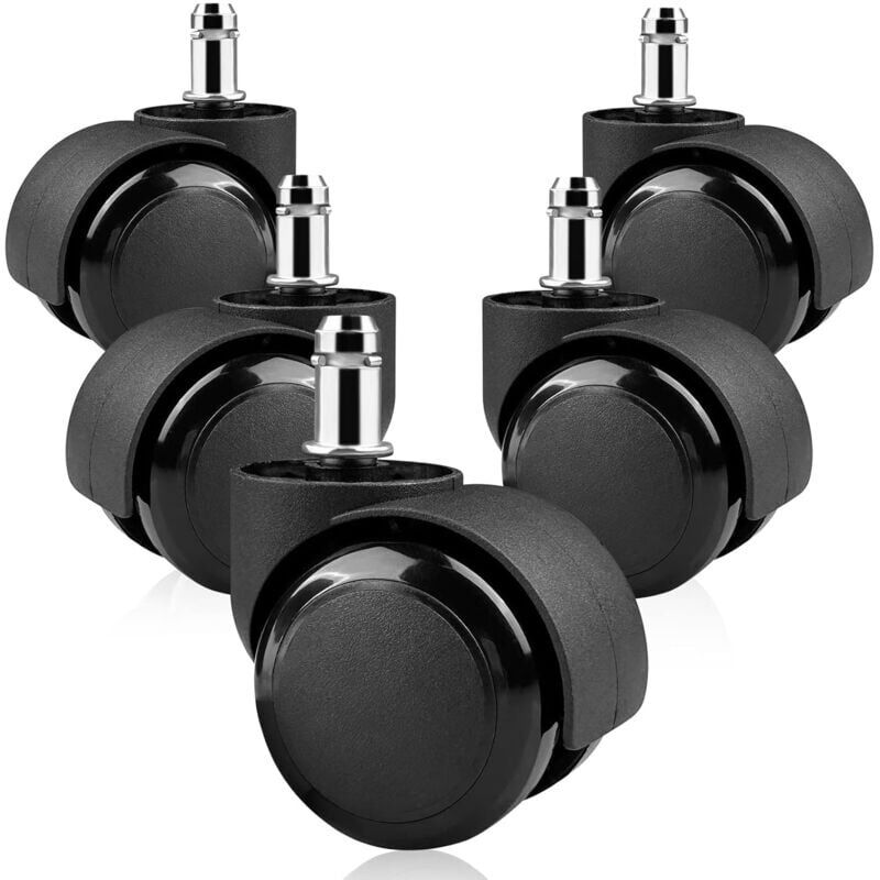 5 pièces roulette chaise de bureau 11 x 22mm 360° Rotation pour jeu chaises, roulettes de rechange silencieuses sans rayures, noir-LIAIKI