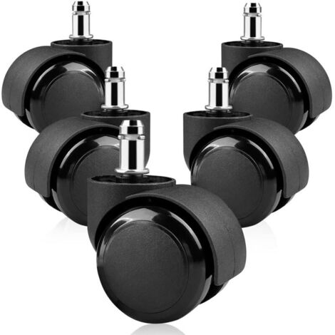 5 pièces roulette chaise de bureau 11 x 22mm 360° Rotation pour jeu chaises, roulettes de rechange silencieuses sans rayures, noir NPTERBL