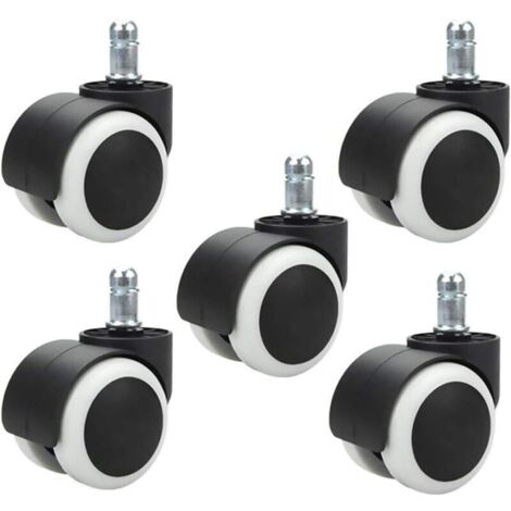 5 pièces roulettes de Chaise de Bureau 48 mm pour Chaise d'ordinateur roulettes pivotantes pour Chaise de Bureau Roues de Remplacement Taille de Tige Standard 11 mm × 20 mm, sans Rayures ni