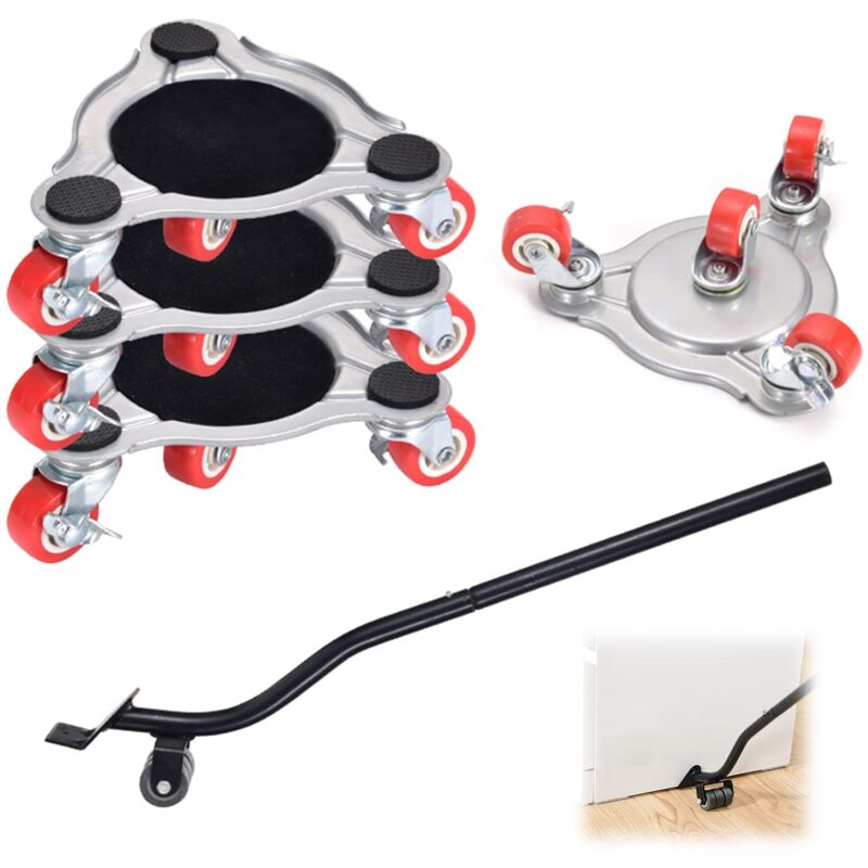 S-giant - 5 pièces Roulettes pour Meubles Charge Lourde, Lève-Meubles, Roulettes Pivotantes avec Frein à Pied, Rotatif à 360 Degrés, Charge de 400