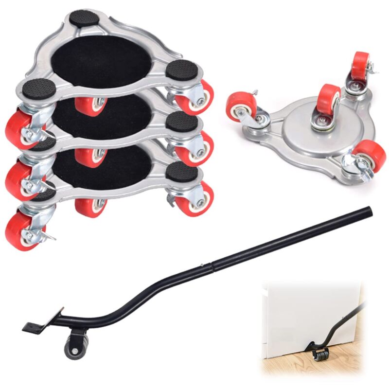 5 pièces Roulettes pour Meubles Charge Lourde, Lève-Meubles, Roulettes Pivotantes avec Frein à Pied, Rotatif à 360 Degrés, Charge de 400 kg, pour