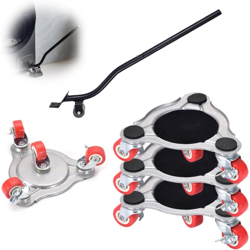 5 Pièces Roulettes pour Meubles Kit, 4 Roulette Charge Lourde Triangulaires+1 Levier, Portant un Poids de 1800 Catties Chariot de Transport