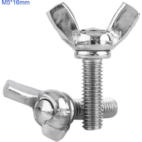 5 pièces/sac M5 vis à main papillon aile boulons assortiment ensemble de 304 attaches en acier inoxydable(M516mm)