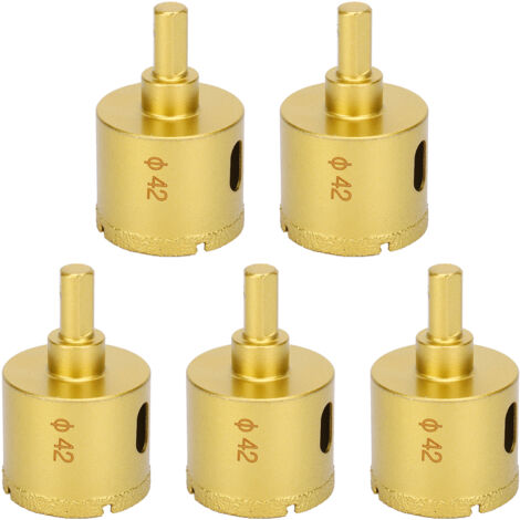 5 Pièces Scie Cloche Diamant 42mm pour Marbre, Céramique, Verre et Pierre