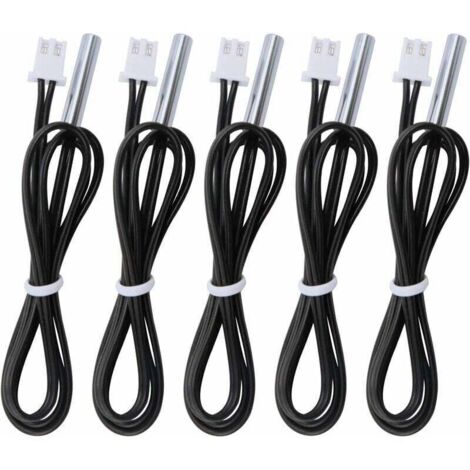 5 pièces Sonde de température 10k B3950, Capteur de température -25 à 125 degrés Celsius, 0,5 mètre sonde de capteur de température NTC Sensible en Acier Inoxydable de 1,64 Pieds