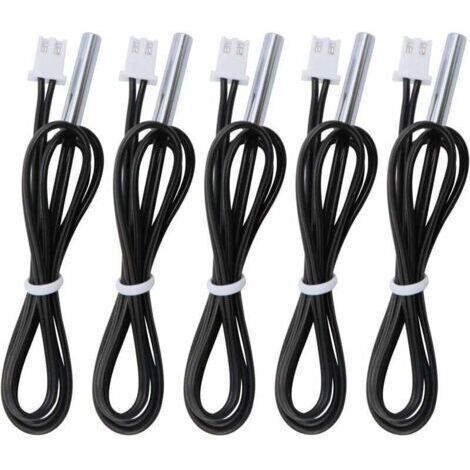 5 pièces Sonde de température 10k B3950, Capteur de température -25 à 125 degrés Celsius, 0,5 mètre sonde de capteur de température NTC Sensible en Acier Inoxydable de 1,64 Pieds
