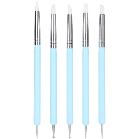 5 pièces Stylos à Sculpture en Argile Silicone, Outils de Pointillage pour Art des Ongles, Pinceaux de Poterie