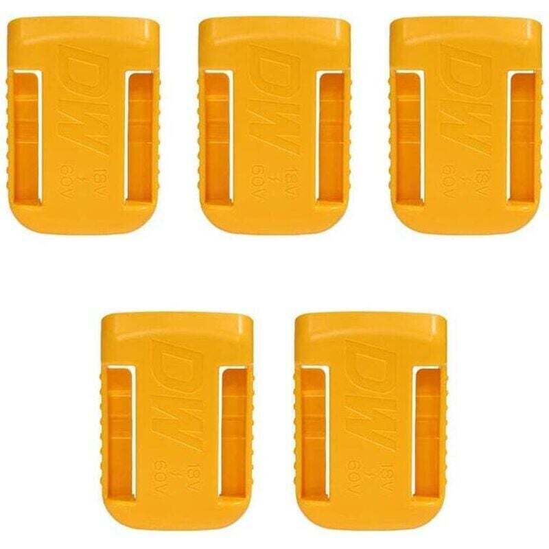 5 Pièces Support de Batterie d'Outils, Tool Support de Batterie pour Dewalt 18V, Couvercle de la Batterie Clip de Ceinture(jaune)