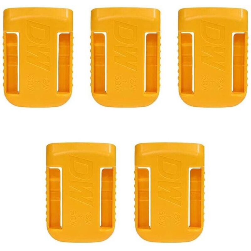 5 Pièces Support de Batterie d'Outils, Tool Support de Batterie pour Dewalt 18V, Couvercle de la Batterie Clip de Ceinture(jaune)