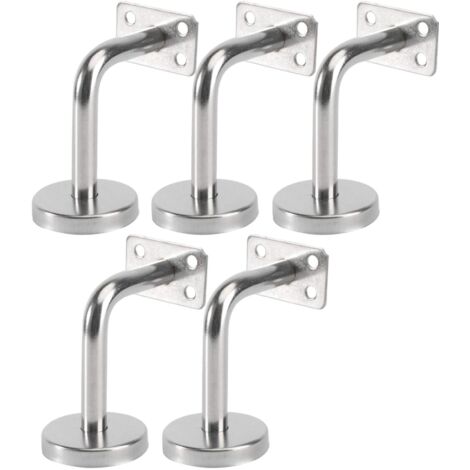 5 pièces Supports De Main Courante Acier , Murale Supports de Main Courante pour Escalier Exterieur Intérieur , Rampe Escalier Bois , Rail D'escalier (6x8x5cm/2.7x3.1x2.0in)