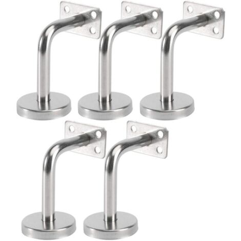 5 pièces Supports De Main Courante Acier , Murale Supports de Main Courante pour Escalier Exterieur Intérieur , Rampe Escalier Bois , Rail D'escalier (6x8x5cm/2.7x3.1x2.0in)