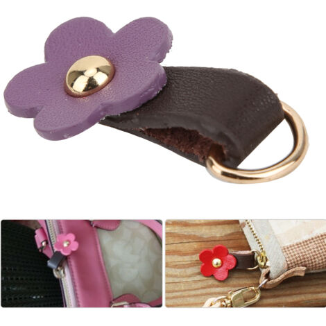 5 Pièces Têtes de Fermeture Éclair en Cuir Fendu Forme Fleur DIY Accessoires Couture Violet