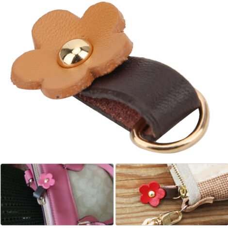 5 Pièces Têtes de Fermeture Éclair en Cuir Fleur DIY Accessoires Couture Marron Jaune