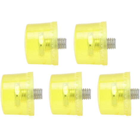 5 Pièces Têtes de Marteau en Caoutchouc Souple M8x1, Transparentes et Jaunes, Kit d'Accessoires de Frappe Diamètre 35mm