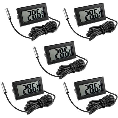 5 Pièces Thermomètre Frigo Digital, Sonde Temperature Numérique avec Écran LCD, Thermomètre Température avec Sonde de Température Capteur Testeur pour Réfrigérateur Congélateur Aquarium