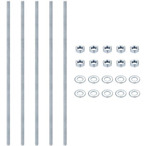 5 Pièces Tige Filetée M8. M8 × 300 mm Tiges Filetées en Acier Inoxydable Galvanisé à Filetage Complet. avec 10 Ecrous Hexagonaux et 10 Rondelles. pour Meubles et Assemblage Industriel (Argent)