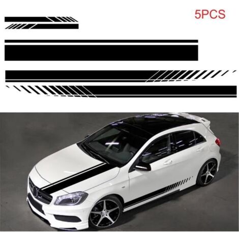 5 pièces universel noir voiture course corps côté bande jupe toit capot autocollant autocollant pour toutes les voitures PVC décal