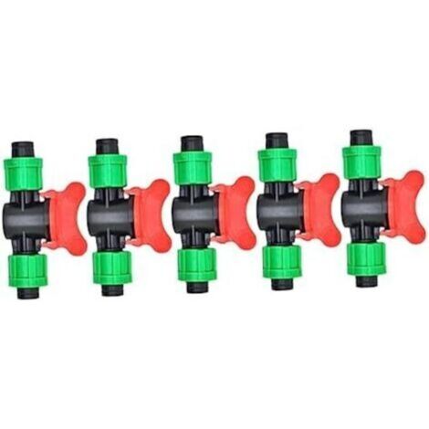 5 Pièces Valve Verte 16mm Tuyau d'arrosage Raccord cannelé 1/2 soupapes durite Lien Goutte à Goutte Valve Droite à Double Bouton Extérieur goutteur Vanne Droite Changer Accessoires