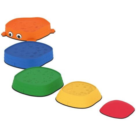 5 Pierres d'Équilibre Enfant Grenouille - Mobilier Jardin Empilable Multicolore en Plastique pour Espace Extérieur33.5x33.5x28cm