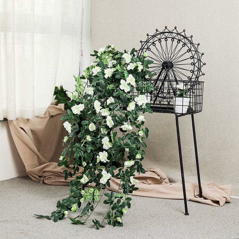 

5 pies simulación artificial flor de rosa falsa colgante de pared flor de seda colgante de rosas plantas artificiales guirnalda para boda hogar
