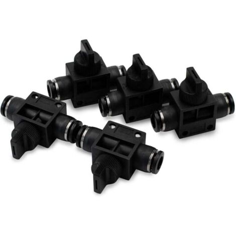 5 piezas de tubo de 8 mm de diámetro exterior, válvula de bola de control de flujo de aire, unión neumática recta, conexión a presión