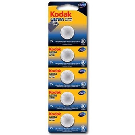 5 Piles Bouton CR2016 3V 75mAh Lithium Kodak