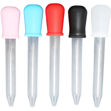 5 Pipettes en Silicone Transparent 5ml avec Échelle de Mesure Lavables et Réutilisables