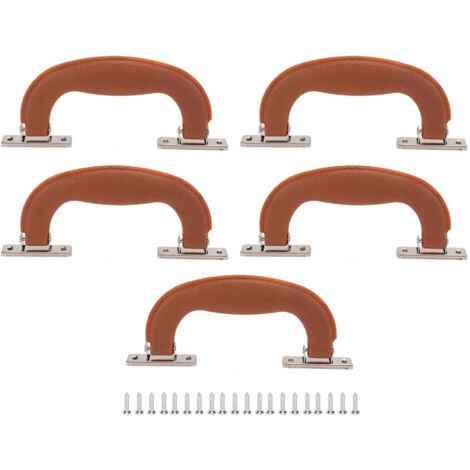 5 Poignées de Valise Vintage - Design Ergonomique en Plastique Durable - Rouge Brun - Pour Tous Types de Bagages