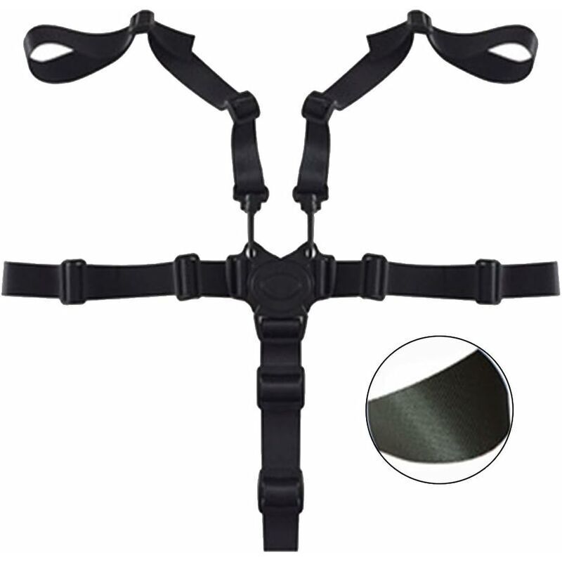 5 Points Bébé Harnais de Sécurité Fixation,Ceinture Réglable de Crochet de Bébé de Crochet de Pivot pour Chaise Haute Bébé Landau et Poussette (Noir)