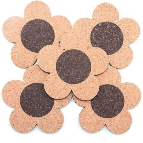 5 posavasos de corcho de 10 cm de diámetro, protectores de superficie para muebles, con forma de flor, resistentes al calor y absorbentes de humedad.