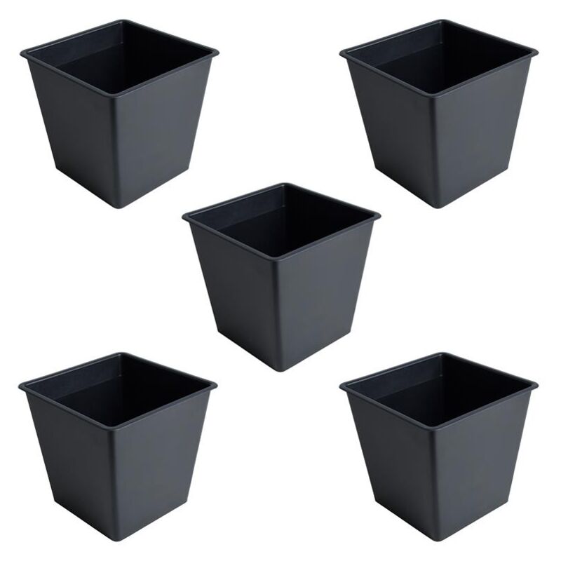 5 Pots de fleurs en matière synthétique 26 x 26 x 24 cm noir