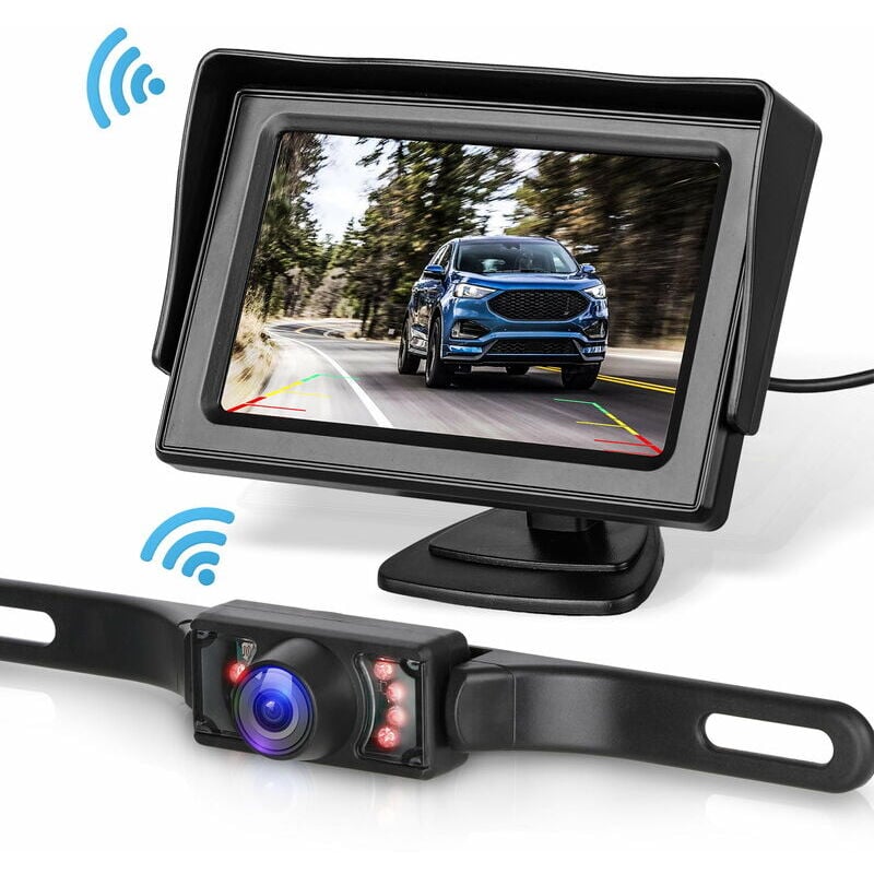 Forehill - 5 pouces hd Car Monitor External Wired 2.4G Reversing Camera Silver Bezel Wireless Kit