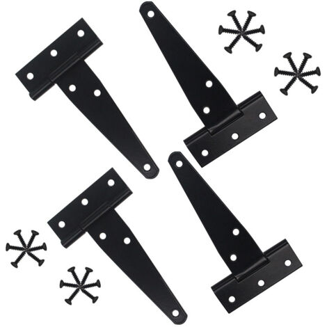 (5 pouces)Charnières de porte de jardin, charnières de porte en T 4 pièces, charnière pliante avec vis, charnières de porte de hangar (T)