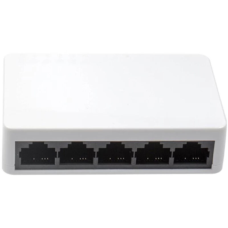 

5 puertos Fast Ethernet 10 / 100Mbps Interruptor de red Computadora portatil de escritorio Lan Hub Power By DC5.5 USB, blanco