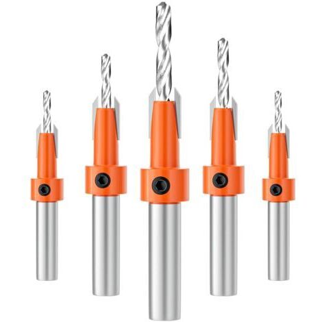 5 punte da trapano per legno HSS da 10 mm a testa svasata, fresa conica, gambo esagonale per lavorazioni del legno precise e veloci