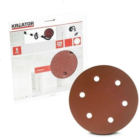 5 PZ DISCHI CARTA ABRASIVA DA MURO LEVIGATRICE CARTEGGIATRICE GRANA 60 225MM 637