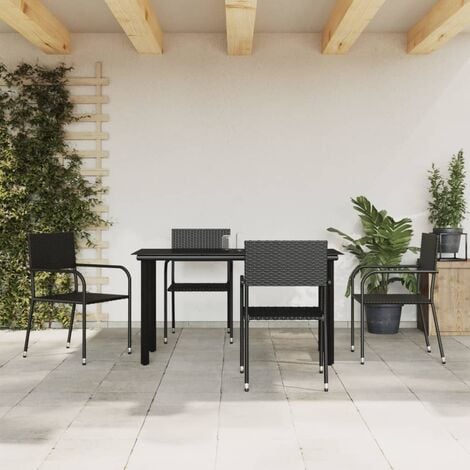 EASYCOMFORT Set Tavolo da Pranzo con 2 Sedie Stile Industriale e Panca 2  Posti in Legno e Metallo per Soggiorno e Cucina Nero e Marrone