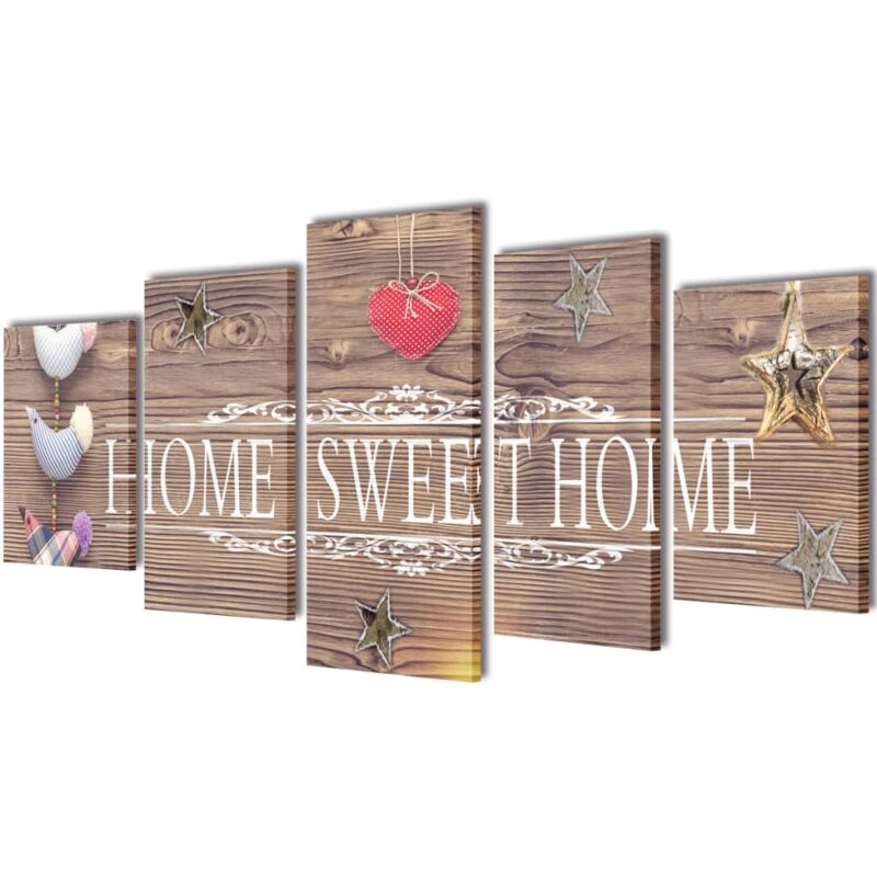 Set Stampa su Tela da Muro 5 pz Home Sweet Home 100 x 50 cm Vidaxl 22885