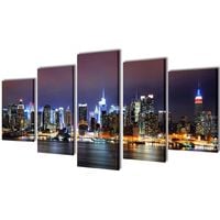 5 pz Set Stampa su Tela da Muro Panorama New York a Colori 100 x 50 cm