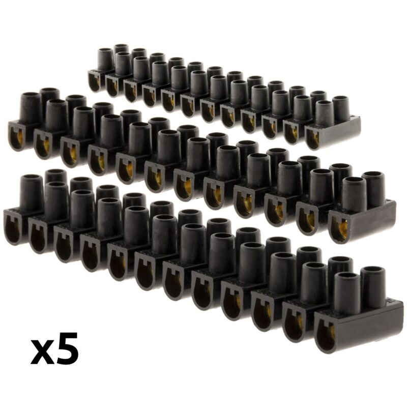 

5 regletas de conexión 3x6 mm²+2x10 mm² 12 polos negro - Zenitech