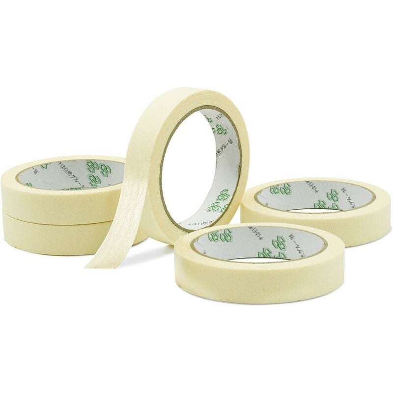 5 Rolls] Masking Tape - 20mm × 22.7m - Accessory Tools for Decorating, Labeling, Painting - White