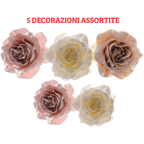 OFFERTA 6 DECORAZIONI DA APPENDERE ASSORTITA H.11.50 ROSA CHIARO ADDOBBI  ALBERO NATALE