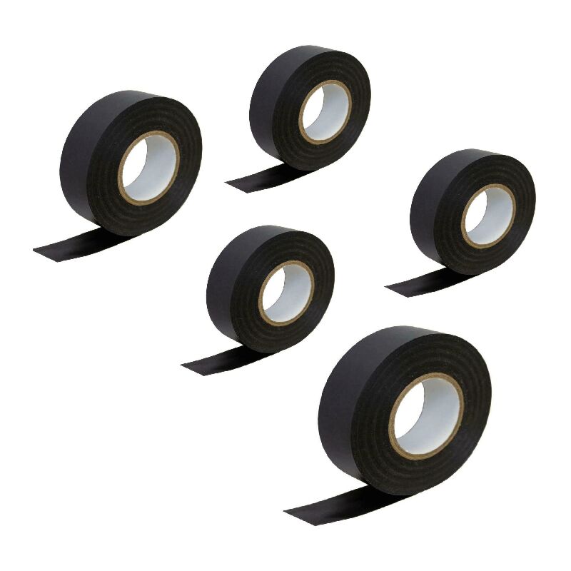 5 rotoli rotolo nastro isolante cablaggio cavi elettrici 0.18x19 mm nero 19mt 98