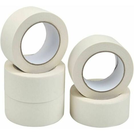 5 rouleaux de ruban adhésif de masquage de peinture ruban de masquage multi-usages pour la peinture, l'industrie, la décoration, le bricolage, l'artisanat -50 mm x 50 m