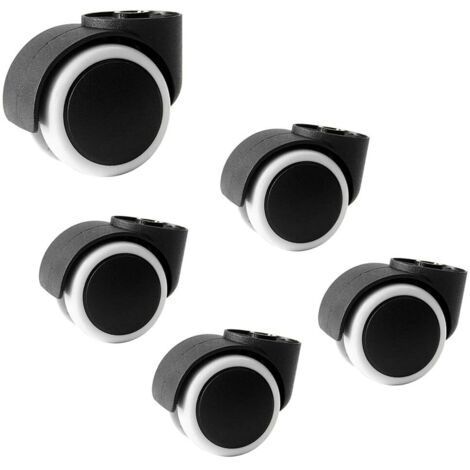 5 Roulette Chaise Bureau sans Tige 50mm roulettes De Rechange pour Chaises Pivotantes, roulettes Pivotantes Silencieuses(White)
