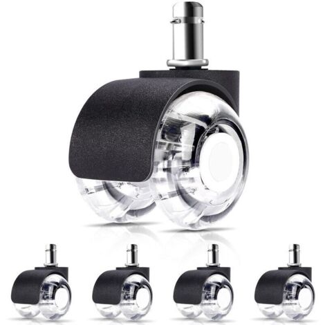 5 Roulette pour Chaise de Bureau 11 x 22 mm - Convient pour tous les sols - Roulements Silencieux à 360°. Résistantes à l'Abrasion sur sols durs et Tapis - Roues Pivotantes Universelles