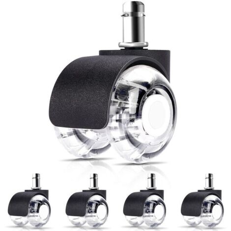 5 Roulette pour Chaise de Bureau 11 x 22 mm - Convient pour tous les sols - Roulements Silencieux à 360°. Résistantes à l'Abrasion sur sols durs et Tapis - Roues Pivotantes Universelles