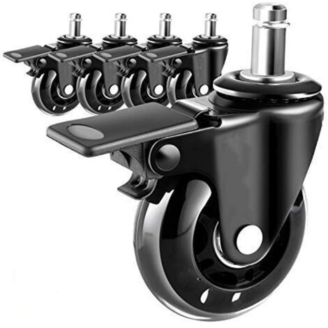 5 ruedas de repuesto para silla de oficina de 11 x 22 mm (con frenos), ruedas de repuesto para silla de oficina, ruedas silenciosas para silla giratoria de 360°, ruedas para proteger el suelo.