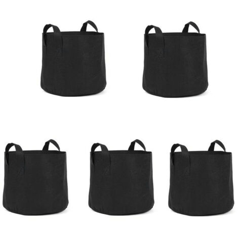 5 Sacs de Culture 5 Gallons Pots en Tissu Respirant Épais avec Poignées pour Arbres et Fleurs Noir